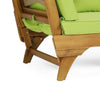 Flex Outdoor Daybed | 65" Teak Brown Acacia Wood | Green Cushions