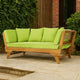 Flex Outdoor Daybed | 65" Teak Brown Acacia Wood | Green Cushions