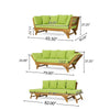 Flex Outdoor Daybed | 65" Teak Brown Acacia Wood | Green Cushions