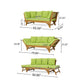 Flex Outdoor Daybed | 65" Teak Brown Acacia Wood | Green Cushions