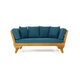 Flex Outdoor Daybed | 65’’ Teak Brown Acacia Wood | Blue Cushions