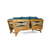 Flex Outdoor Daybed | 65" Teak Brown Acacia Wood | Blue Cushions