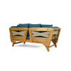 Flex Outdoor Daybed | 65" Teak Brown Acacia Wood | Blue Cushions