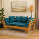 Flex Outdoor Daybed | 65" Teak Brown Acacia Wood | Blue Cushions