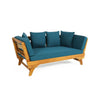 Flex Outdoor Daybed | 65" Teak Brown Acacia Wood | Blue Cushions