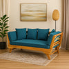 Flex Outdoor Daybed | 65" Teak Brown Acacia Wood | Blue Cushions