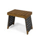 Leo Outdoor Foldable Side Table | 20" Brown Wood | Black Nylon Strap