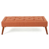 Accent Ottoman Bench Tufted 52 Inch Rectangular Orange Fabric Seat BM335326