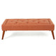 Accent Ottoman Bench Tufted 52 Inch Rectangular Orange Fabric Seat BM335326