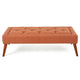 Accent Ottoman Bench, Tufted 52 Inch Rectangular Orange Fabric Seat