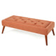 Accent Ottoman Bench Tufted 52 Inch Rectangular Orange Fabric Seat BM335326