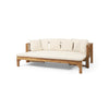 Outdoor Daybed Sofa | 79" | Brown Acacia Wood Frame | Cream Cushions