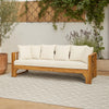 Outdoor Daybed Sofa | 79" | Brown Acacia Wood Frame | Cream Cushions