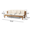 Outdoor Daybed Sofa | 79" | Brown Acacia Wood Frame | Cream Cushions
