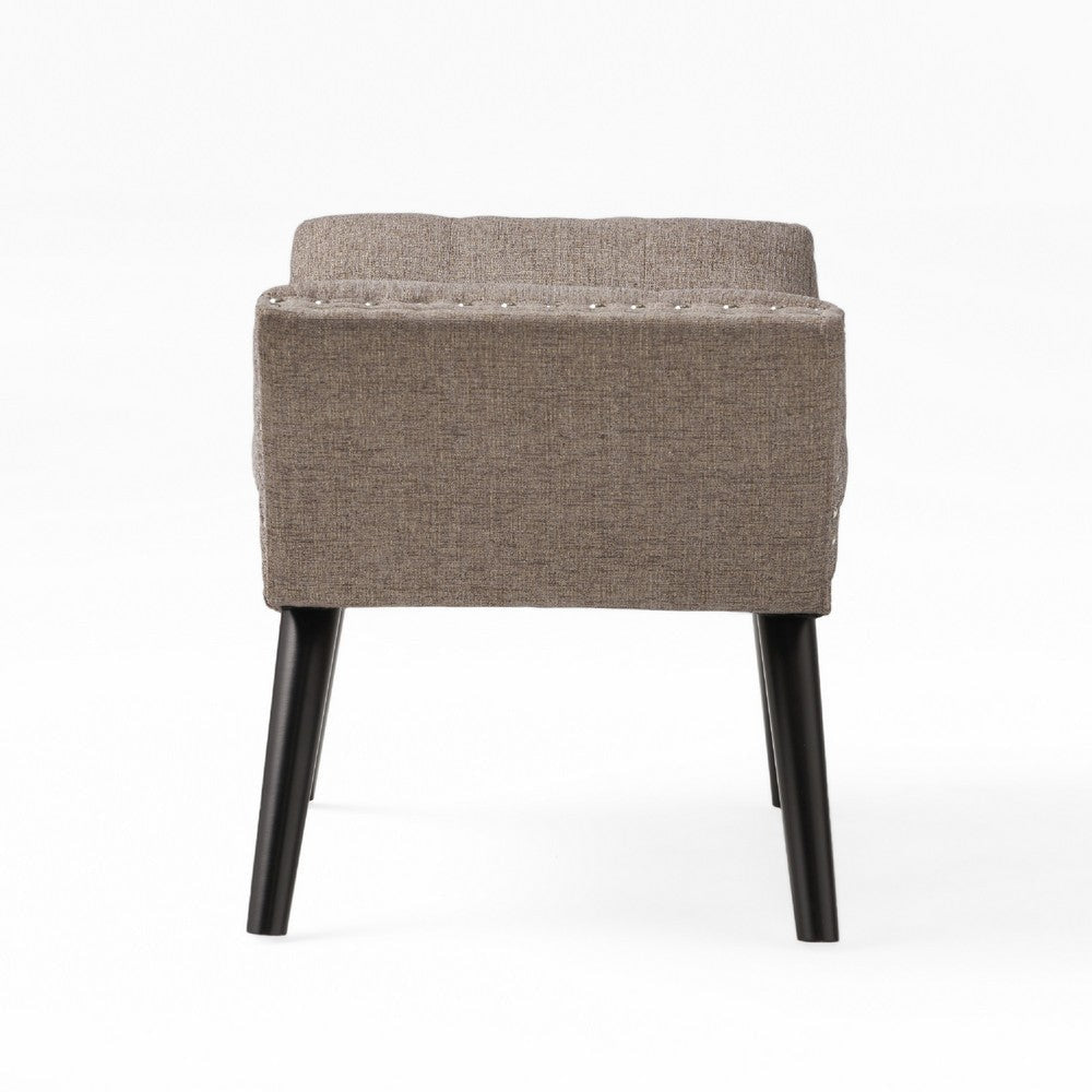 Vibe Ottoman Bench | Tufted Gray Fabric | 36’’ | Nailhead Trim BM335328