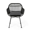 Tee Outdoor Conversation Chair Set of 2 | Gray Rattan | Black Metal