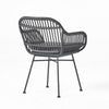 Tee Outdoor Conversation Chair Set of 2 | Gray Rattan | Black Metal