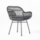 Tee Outdoor Conversation Chair Set of 2 | Gray Rattan | Black Metal