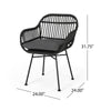 Tee Outdoor Conversation Chair Set of 2 | Gray Rattan | Black Metal