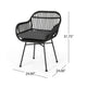 Tee Outdoor Conversation Chair Set of 2 | Gray Rattan | Black Metal