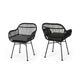 Tee Outdoor Conversation Chair Set of 2 | Gray Rattan | Black Metal