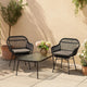 Tee Outdoor Conversation Chair Set of 2 | Gray Rattan | Black Metal