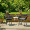 Tee Outdoor Conversation Chair Set of 2 | Gray Rattan | Black Metal