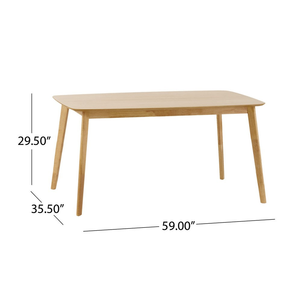 Dining Table | 59" Natural Walnut Brown Rectangular | Tapered Legs