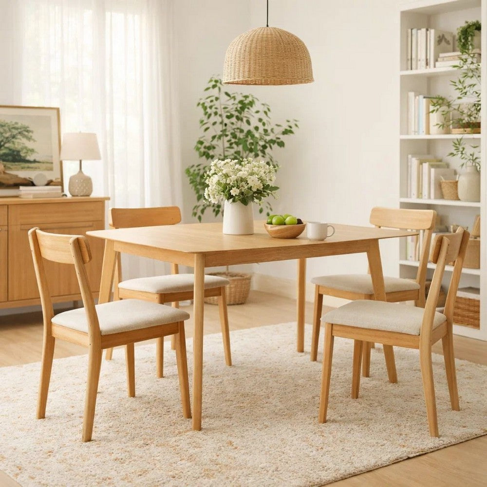 Dining Table | 59" Natural Walnut Brown Rectangular | Tapered Legs