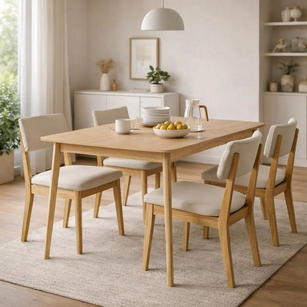 Dining Table | 59" Natural Walnut Brown Rectangular | Tapered Legs