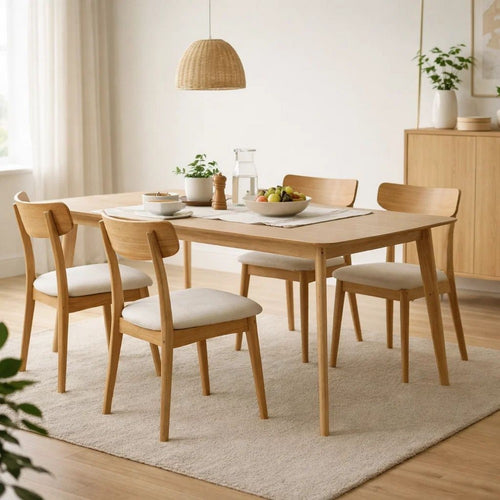 Dining Table | 59" Natural Walnut Brown Rectangular | Tapered Legs