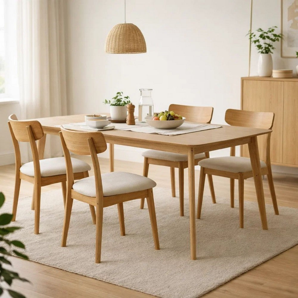 Dining Table | 59" Natural Walnut Brown Rectangular | Tapered Legs