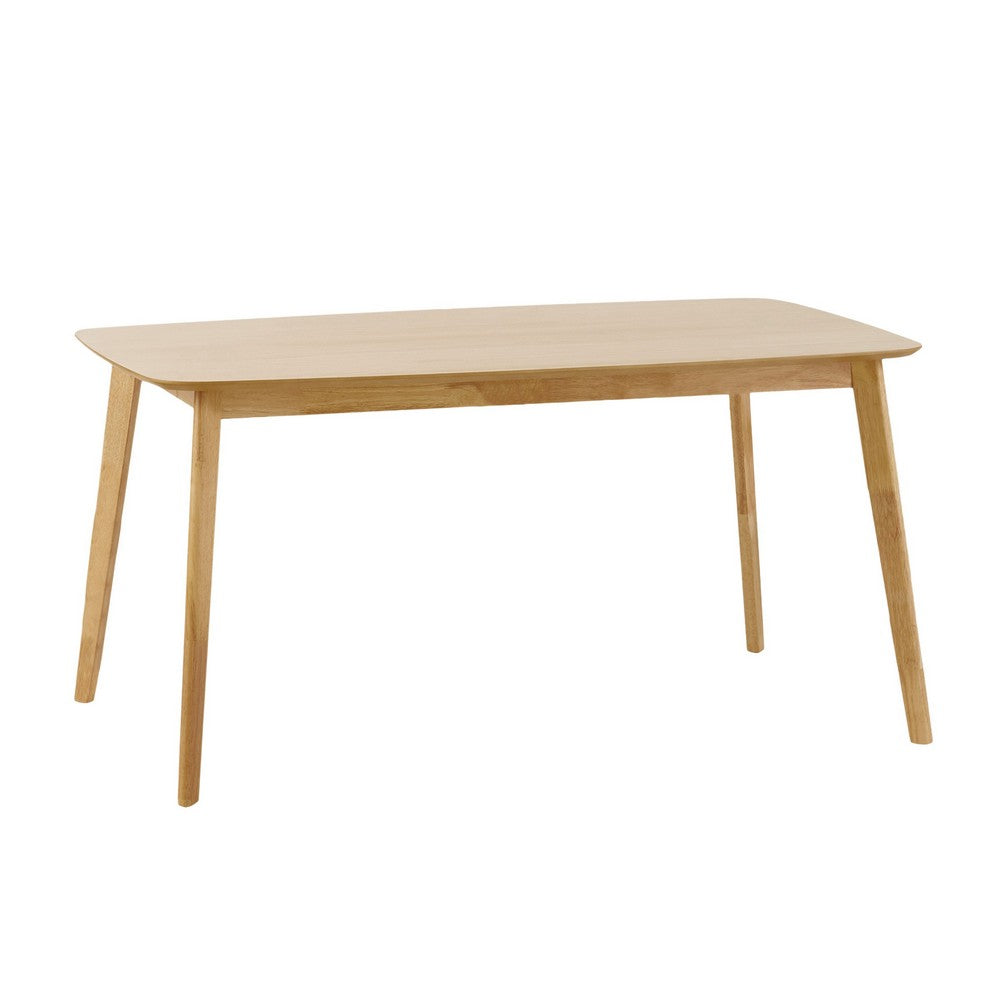 Dining Table | 59" Natural Walnut Brown Rectangular | Tapered Legs