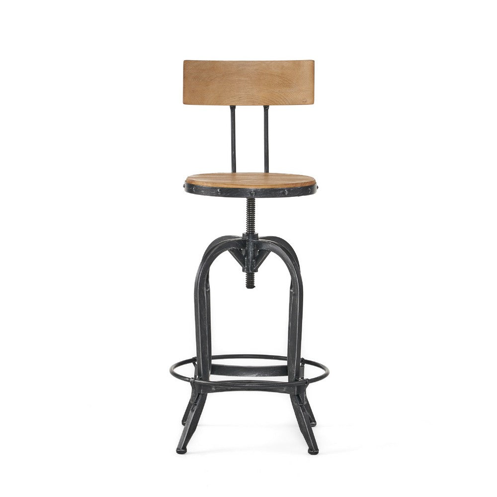 Barstool Chair | Adjustable Height 25-33" | Swivel | Brown Black
