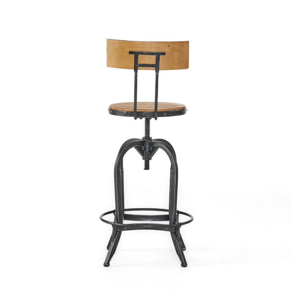Barstool Chair | Adjustable Height 25-33" | Swivel | Brown Black