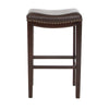 Bar Height Stool Set of 2 | Backless Design | Brown Faux Leather Seat