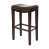 Bar Height Stool Set of 2 | Backless Design | Brown Faux Leather Seat