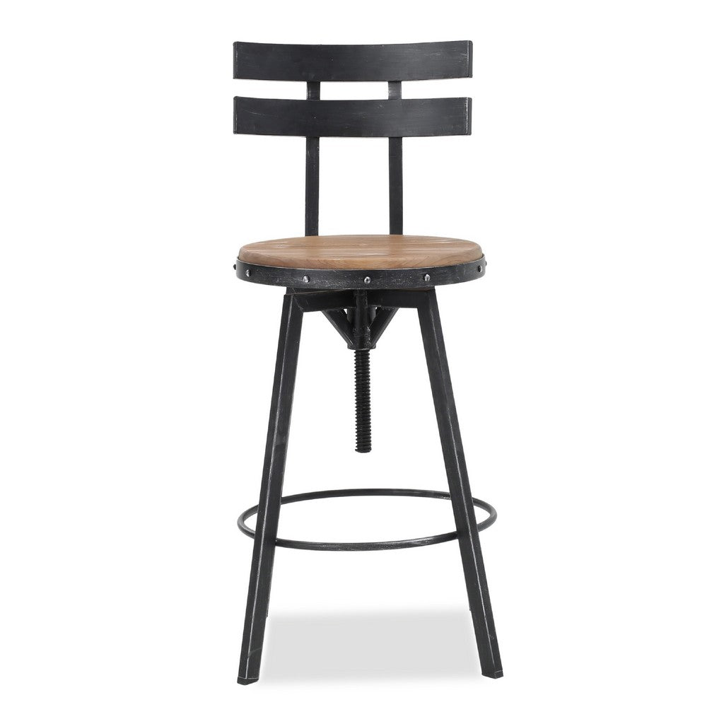 Barstool Chair | Adjustable 26-32" Seat Height | Swivel Black Brown