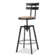 Barstool Chair | Adjustable 26-32’’ Seat Height | Swivel Black Brown BM335334