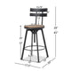 Barstool Chair | Adjustable 26-32’’ Seat Height | Swivel Black Brown BM335334