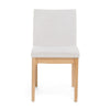 Dining Chair Set of 2 | Brown Wood Frame | Light Beige Padded Fabric