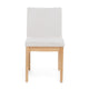 Dining Chair Set of 2 | Brown Wood Frame | Light Beige Padded Fabric