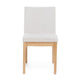 Dining Chair Set of 2 | Brown Wood Frame | Light Beige Padded Fabric BM335336