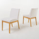 Dining Chair Set of 2 | Brown Wood Frame | Light Beige Padded Fabric