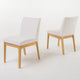 Dining Chair Set of 2 | Brown Wood Frame | Light Beige Padded Fabric