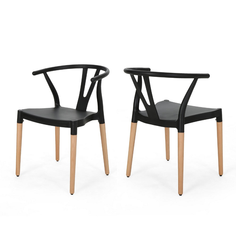 Dining Side Chair Set of 2 | Sculpted Design 29" Black Seat