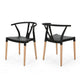 Dining Side Chair Set of 2 | Sculpted Design 29" Black Seat