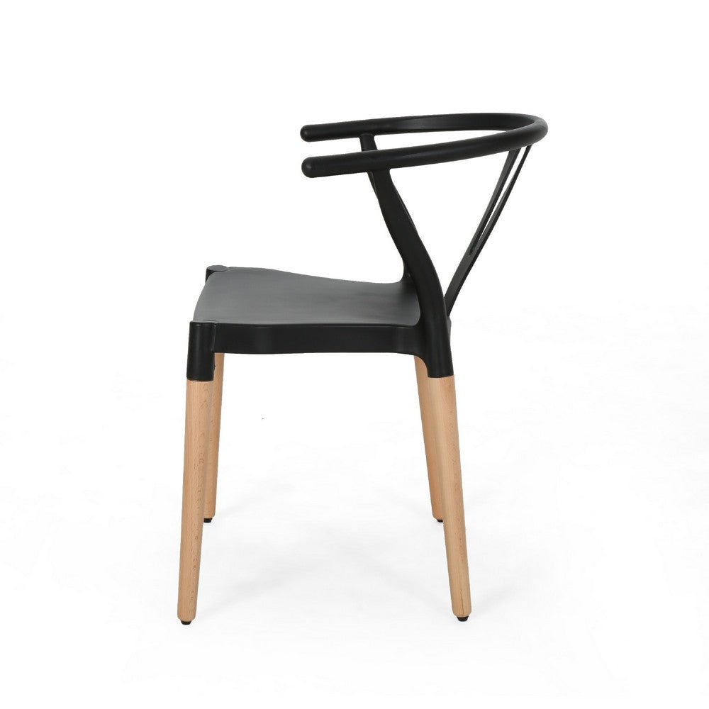 Dining Side Chair Set of 2 | Sculpted Design 29" Black Seat