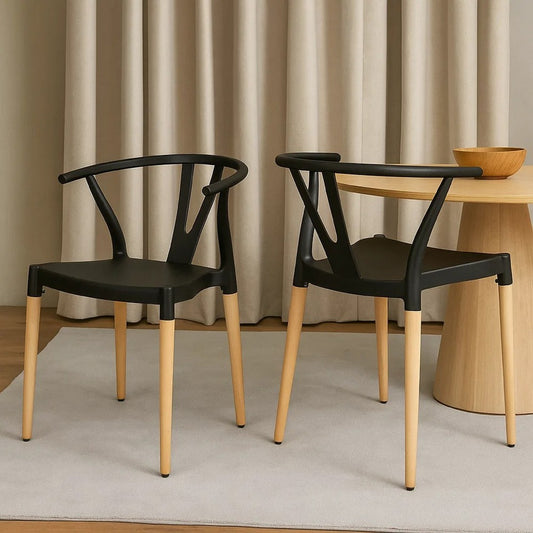 Dining Side Chair Set of 2 | Sculpted Design 29" Black Seat
