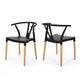 Dining Side Chair Set of 2 | Sculpted Design 29" Black Seat